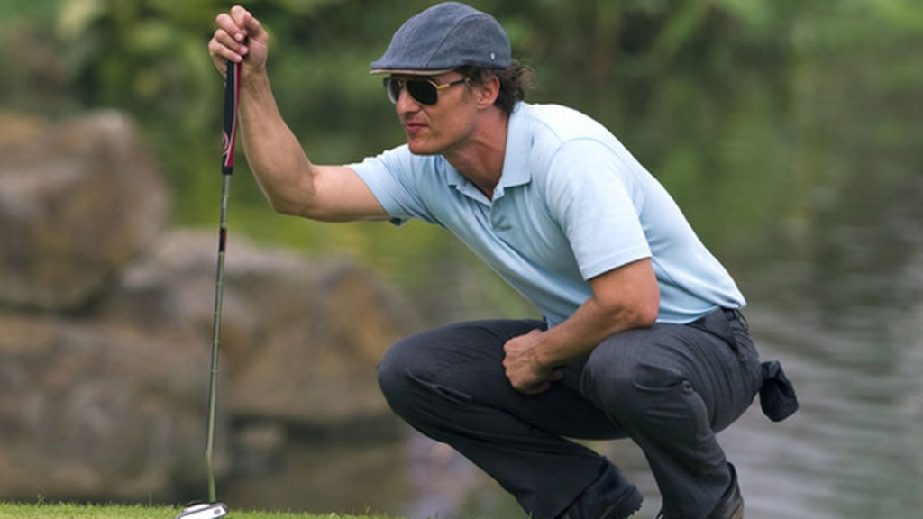 Pat McConaughey playing golf in a Texas amateur tournament.
